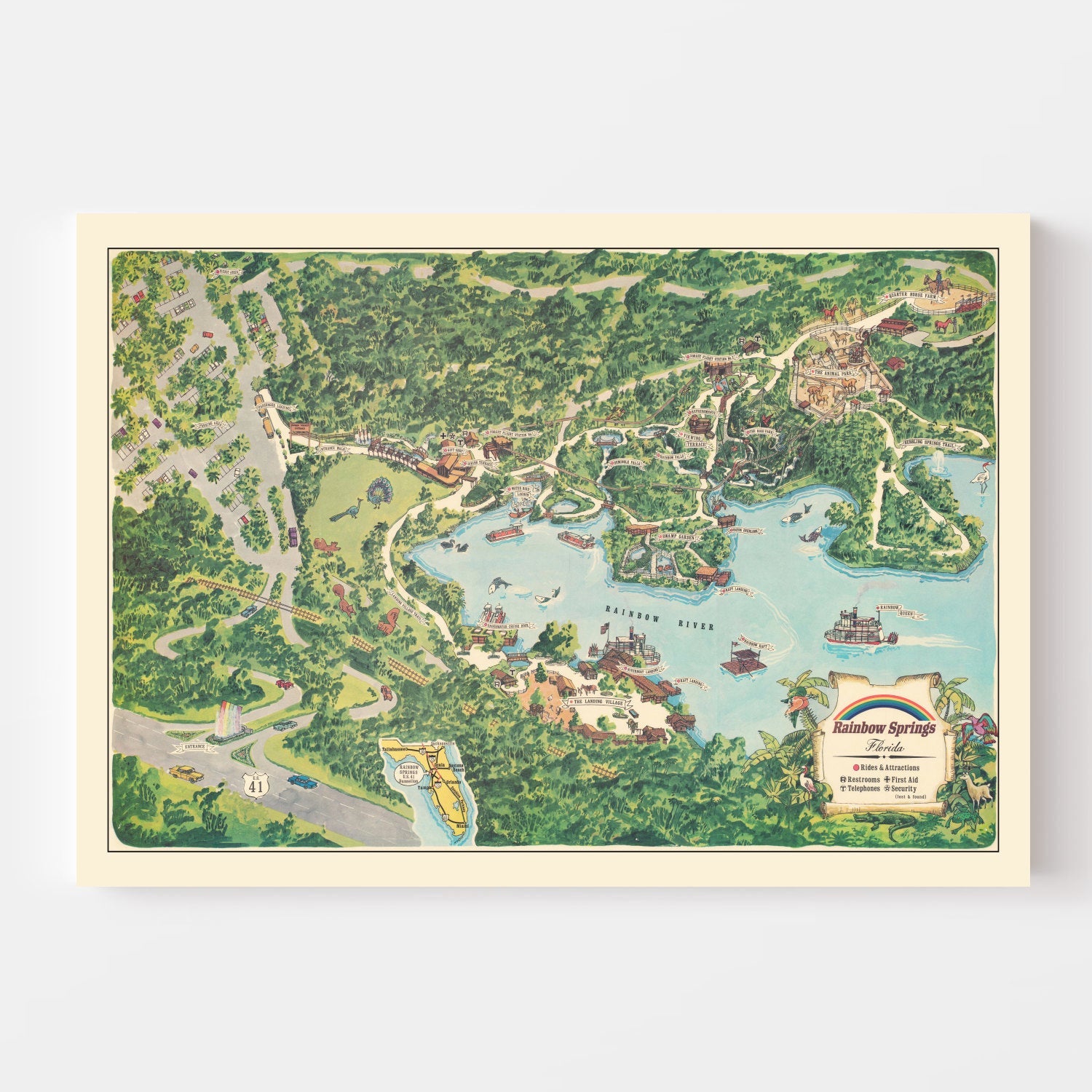 Vintage Rainbow Springs Florida Map 1967