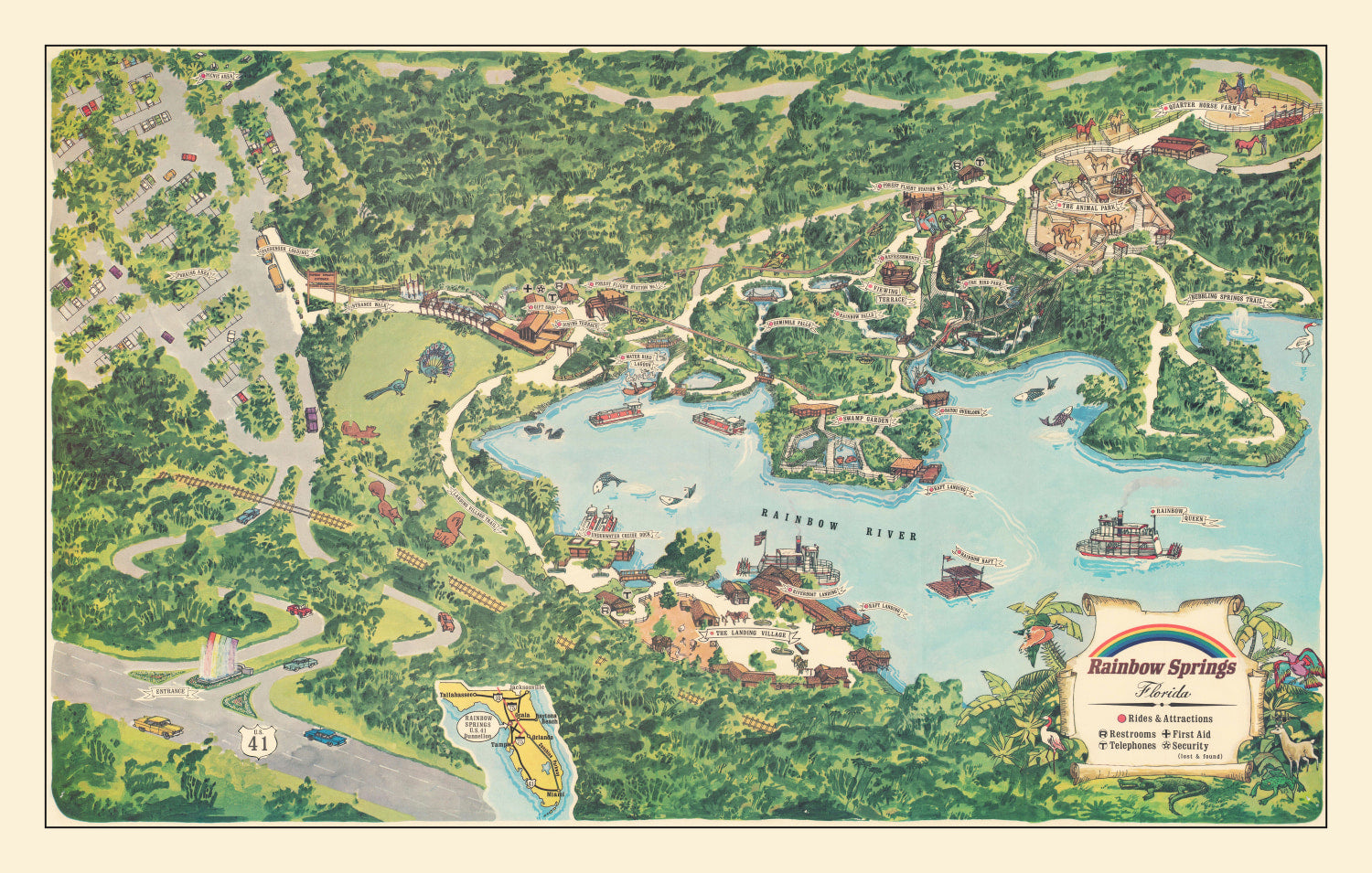 Vintage Rainbow Springs Florida Map 1967