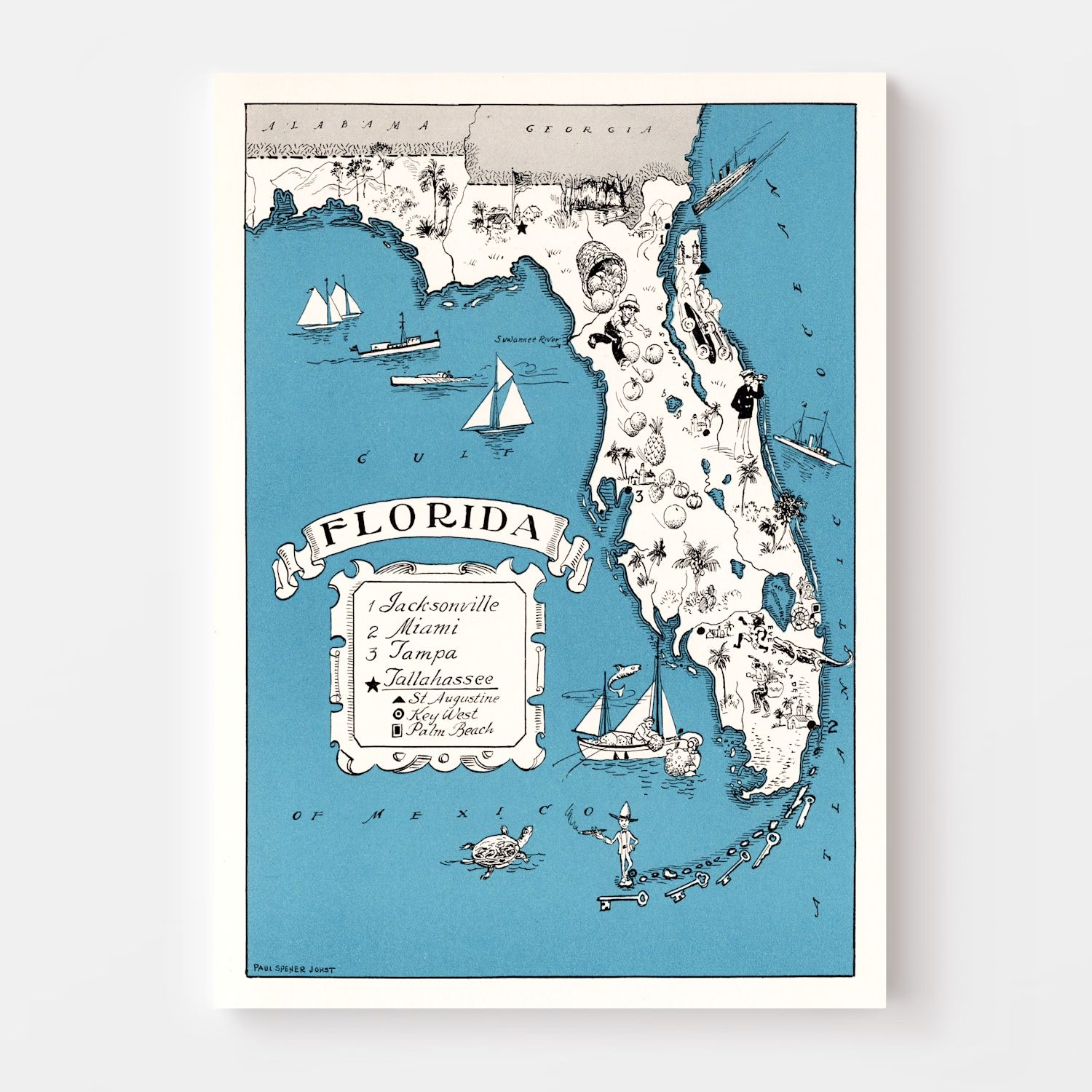 Vintage Map of Florida 1931