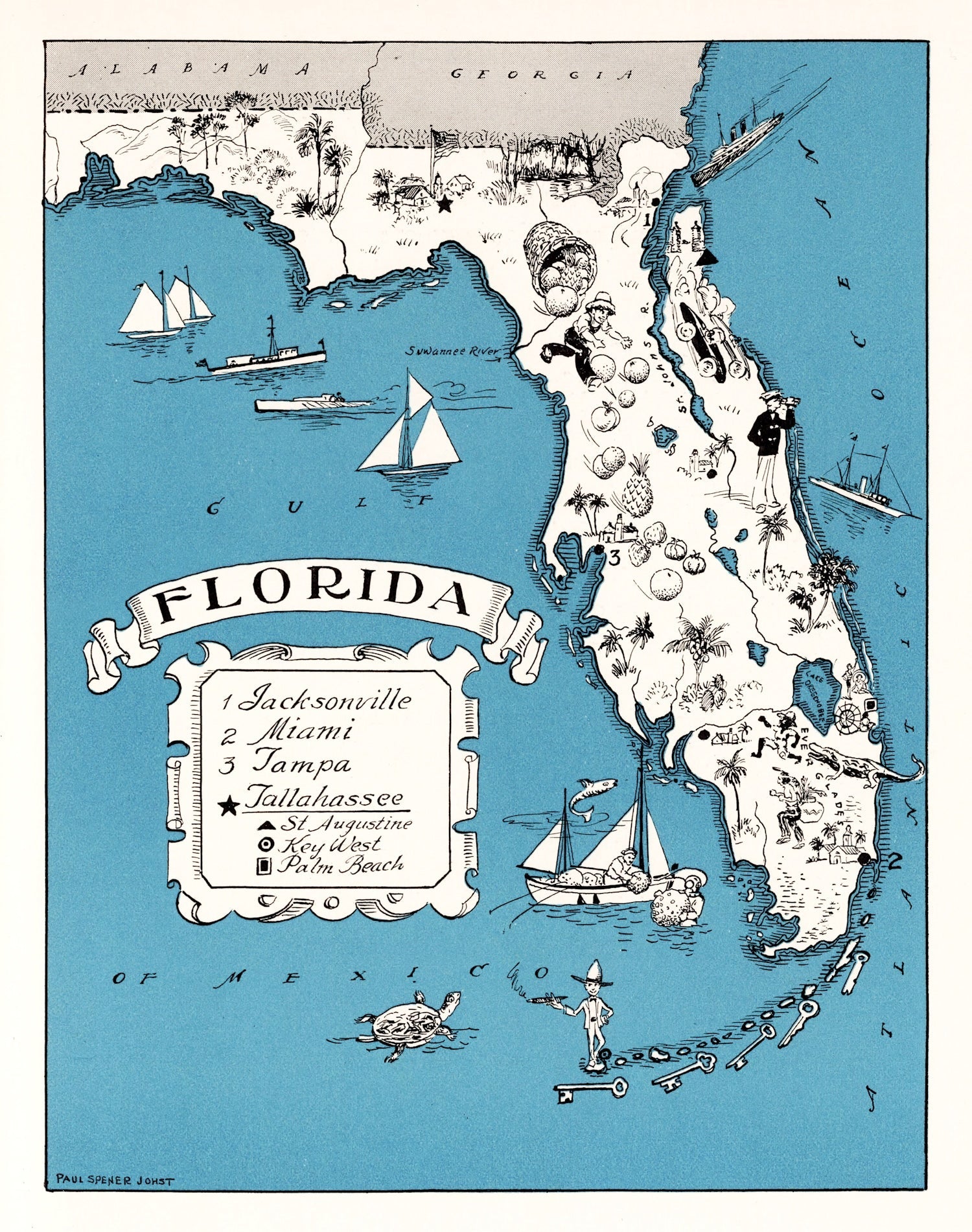 Vintage Map of Florida 1931