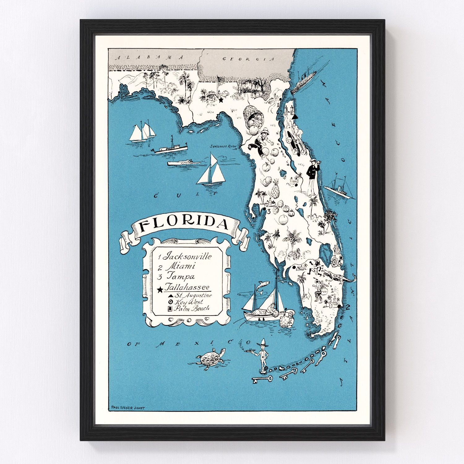 Vintage Map of Florida 1931