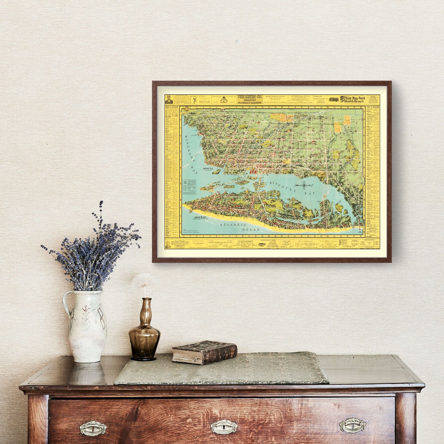 Vintage Map of Miami, Florida 1940
